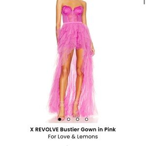For Love & Lemons Pink Bustier Gown